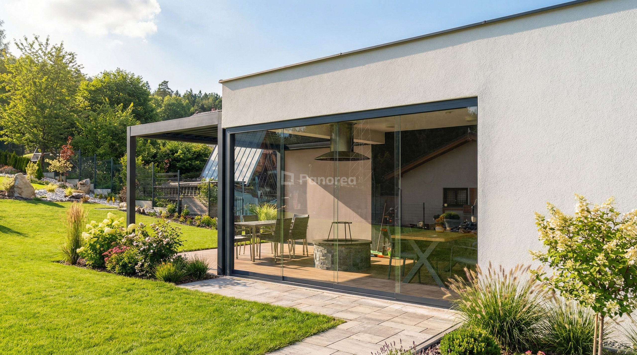 Seitliche Terrassenverglasung