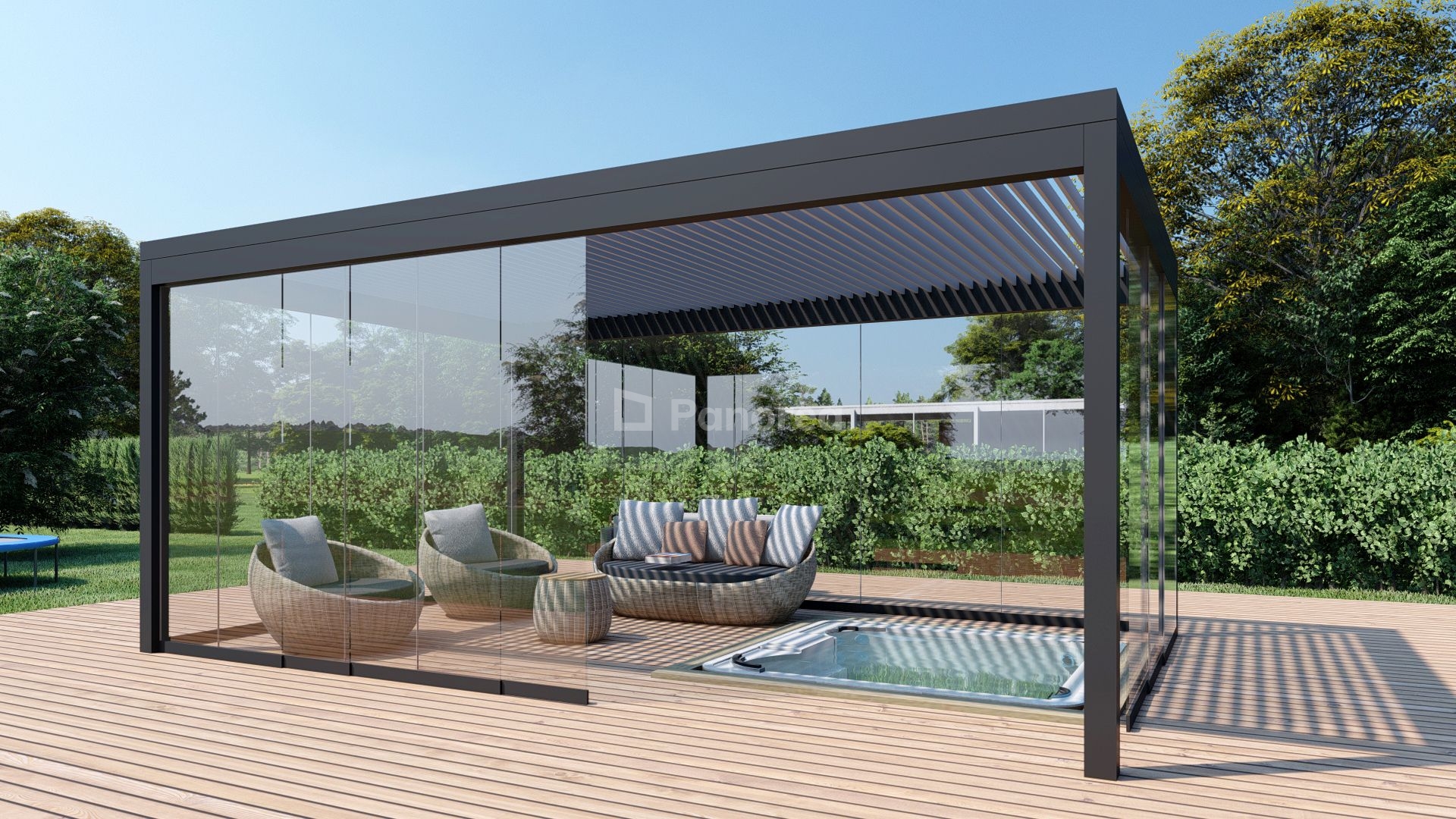 KAYA FROZEN | Bioklimatická pergola s bočným posuvným zasklením